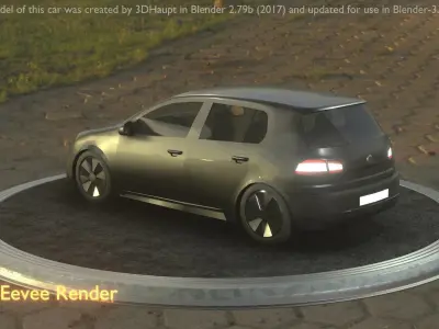 City Car 2 Compact Class Type-C Black Low-poly 3D model