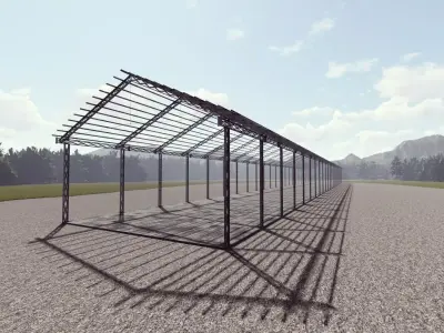 Detailed Building steel canopy- Exterior 3Dsmax - Revit 3D model