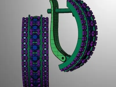 Earrings n 8 emerald and diamond gold 3D print model