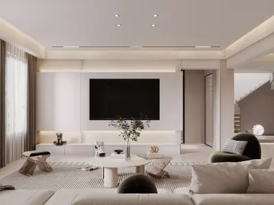 Modern living room dining room interior scenes 441 3D model