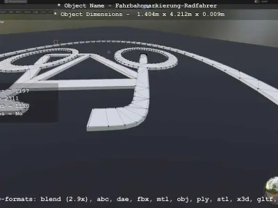 Road Marking Cyclist - Fahrbahnmarkierung Radfahrer Free 3D model