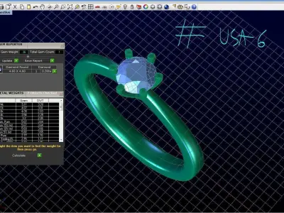 ZDR042 engagement ring with solitaire diamond 3D print model