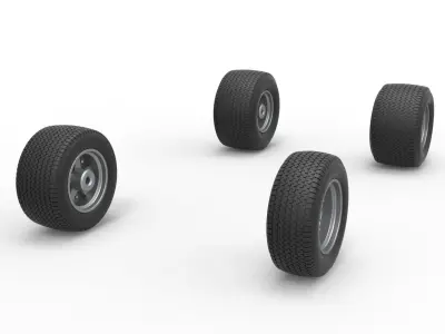 Wheel set of Northeast Dirt Modified stock car Scale 1 to 25 3D print model