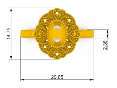 Anillo Dama Piedra Central de 7 mm x 5mm 3D print model