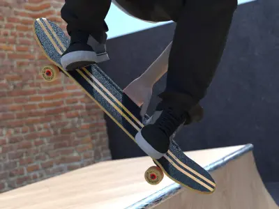 Skateboard in brick floor 3D model