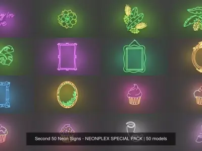 Second 50 Neon Signs - NEONPLEX SPECIAL PACK 3D Model Collection