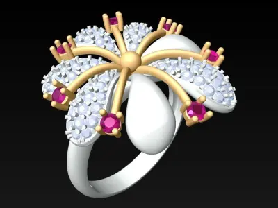 Flower Rings - Womens Ring - N4345 3D print model