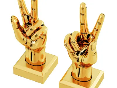 Statuette Hand Gesture Victory 3D model