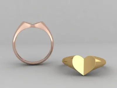 lightweight minimal heart ring 105-MW 3D print model