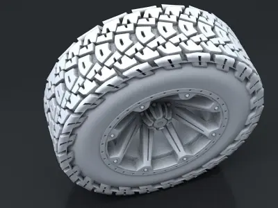 Truck Wheel and Tire 3D Print 3D print model