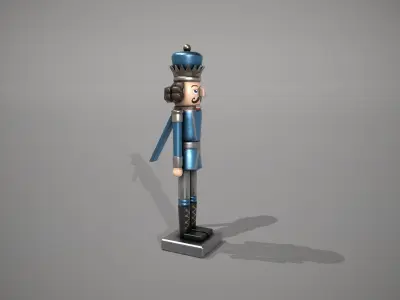 Glittery Blue Nut Cracker Low-poly 3D model
