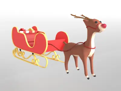 Santas Sleigh v1 001 Low-poly 3D model