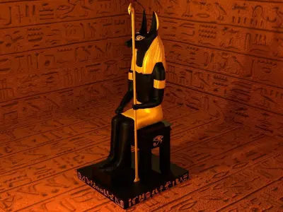Egyptian god Anubis Sculpture Figure Low-poly 3D model