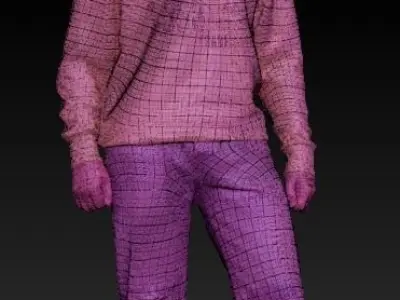 Young man on skateboard 333 Low-poly 3D model