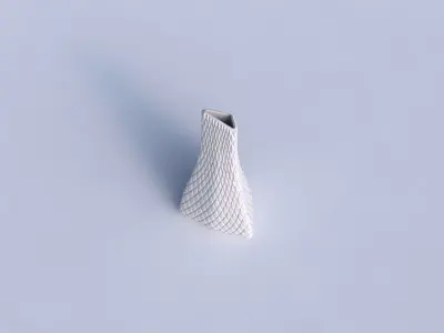 Vase grounded tilted triangle with diagonal grid bulges 3D print model