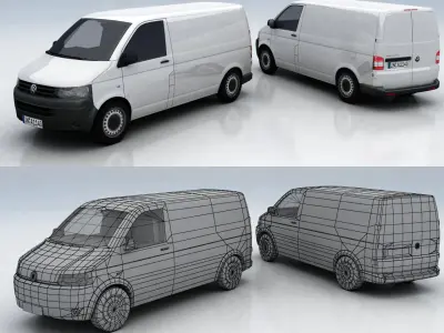 VW Transporter 5b Low-poly 3D model