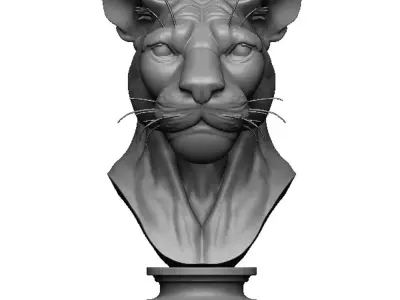 panther head bust 3D print model