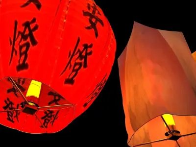 Chinese sky lantern 3D model purchase