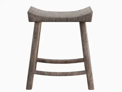 Old Wooden Chair 02 Low-poly 3D model