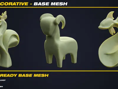 15 Decorative Base Mesh - VOL 13 - Game Ready Low-poly 3D model