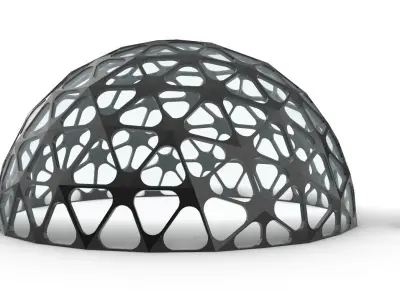 Geodesic Dome with Dynamic Perforations and glass panels 3D model
