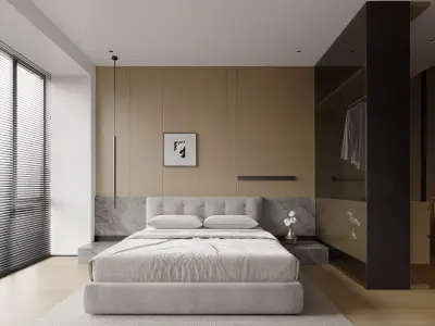 Modern living room dining room bedroom bathroom interior scenes  3D model