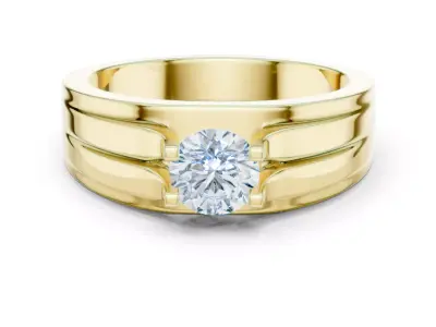 Solitaire Round Cut Diamond Engagement Ring 3DM STL Video 3D print model