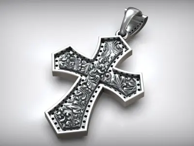 Templar Maltese Diamond Cross Engraving Floral Pattern 3D print model