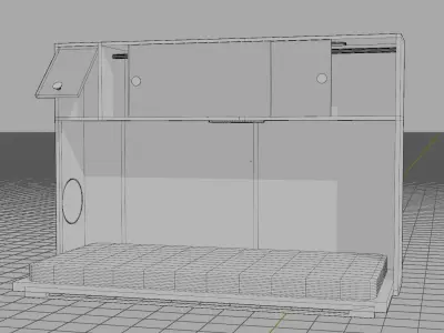 Bed and Decoration  tiny house Free 3D model