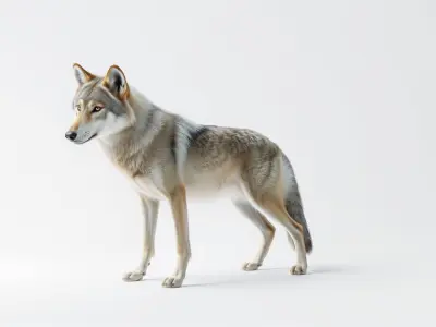 Realistic Wolf 3D Model with Detailed Fur Low-poly 3D model