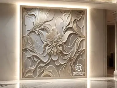 modern panel wall decor set wall relief mural CNC 134 3D model