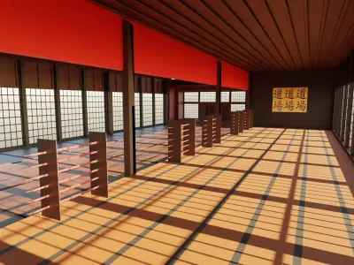Dojo Hall Low-poly 3D model