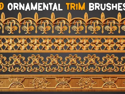 50 Ornaments Trim Brushes   Vol 40 Low-poly 3D model