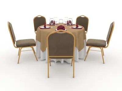 Banquet Table and Chair 03 3D model