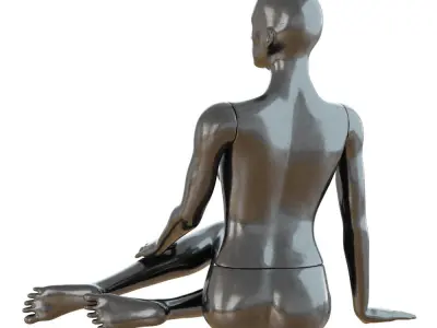 Female Black Mannequin Sitting On The Floor 3D model