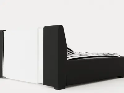 Verona Bed Frame With Storage180x200 Cm White Black Metal Low-poly 3D model
