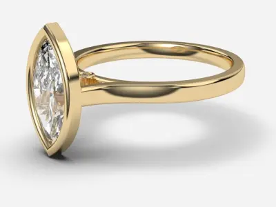 Marquise Diamond Bezel Setting Solitaire Diamond Ring 3D print model