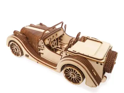3D Wooden Puzzle Model Vintage Car Roadster VM-01 3D model