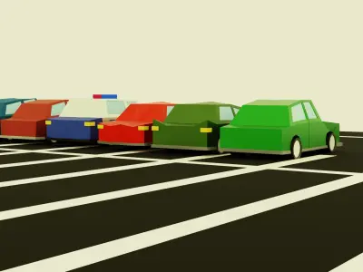 Low Poly Cars group Low-poly 3D model