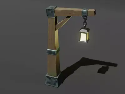 Stylized Lamp Post Free low-poly 3D model purchase