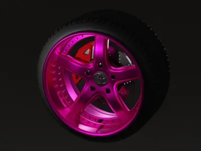 VeilSide TOYOTA Pink Metal Wheels  Low-poly 3D model