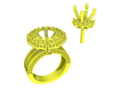 Luxury Multi Halo Round Diamond Ring for Women 4328 3D print model