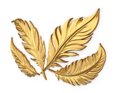 feather decor set wall mural 02 3D model