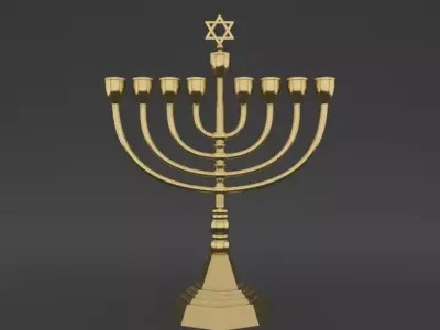 Gold menorah 3D model