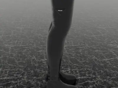 PRADA HIGH LEATHER BOOTS 3D SHOES Low-poly 3D model