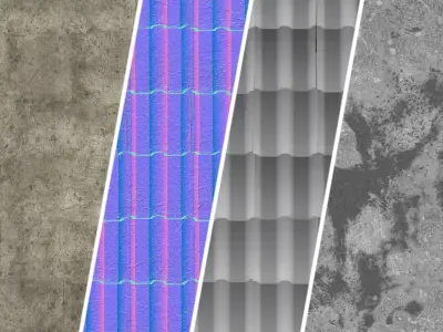 Roof Tile Materials 108- Concrete Roofing - Sbsar Seamless Pbr Texture