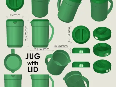Jug with Removable Lid 3D print model