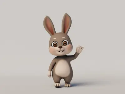 Rigged Cartoon Rabbit 3D model