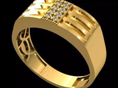 Elegant Diamond Gold Ring 3D print model