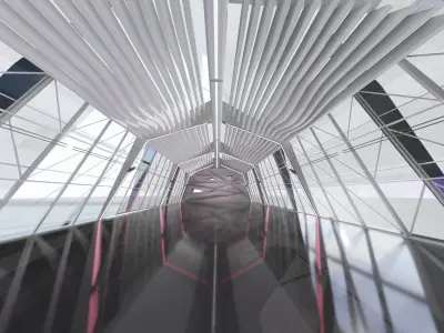 3D Sci Fi Exhibition Abstract Concept hall inteiror clear 3D 3D model